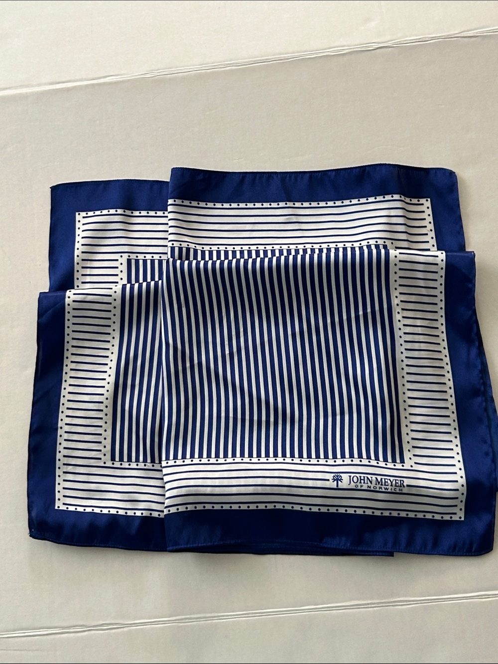 John Meyer of Norwich Blue & White Square Vintage Scarf
